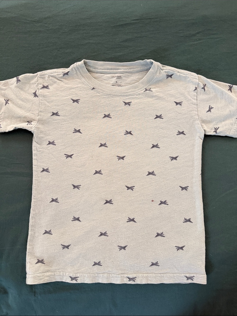 Carter's Light Gray Tee with Navy Airplane Print size 7